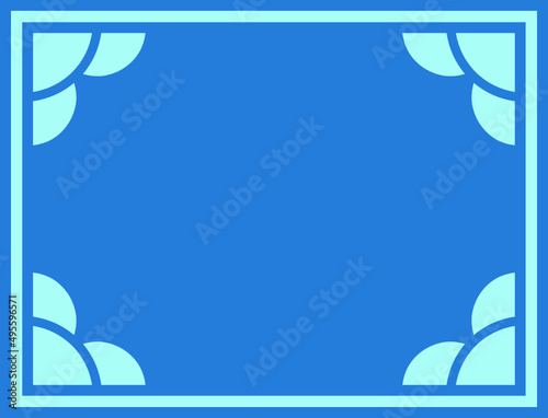 Fototapeta Naklejka Na Ścianę i Meble -  Vector border frame. Blue white background or banner. Simple rectangular horizontal billboard, card, plaque, signboard, sticker or label