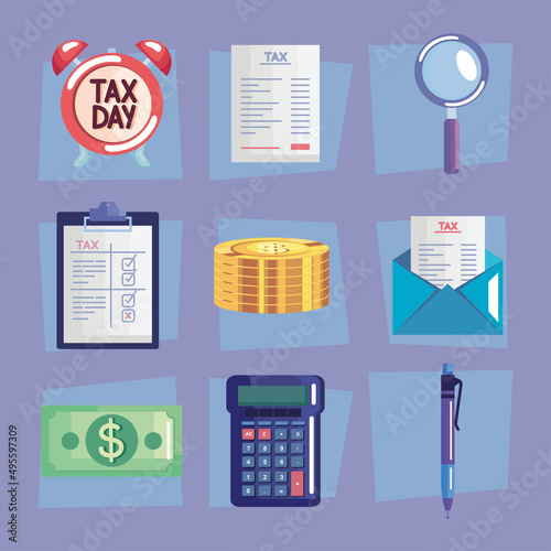 nine tax day icons