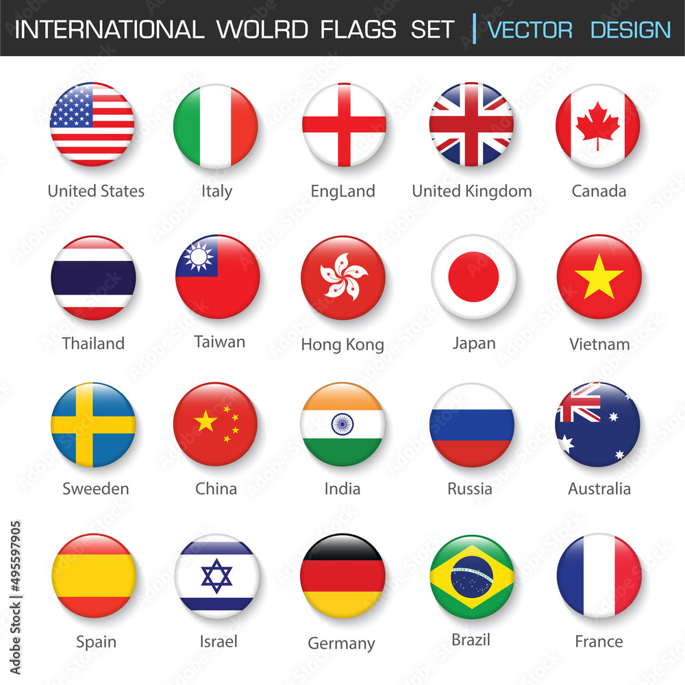 International World Flag icon set in Circle , vector Design Elemant illustration