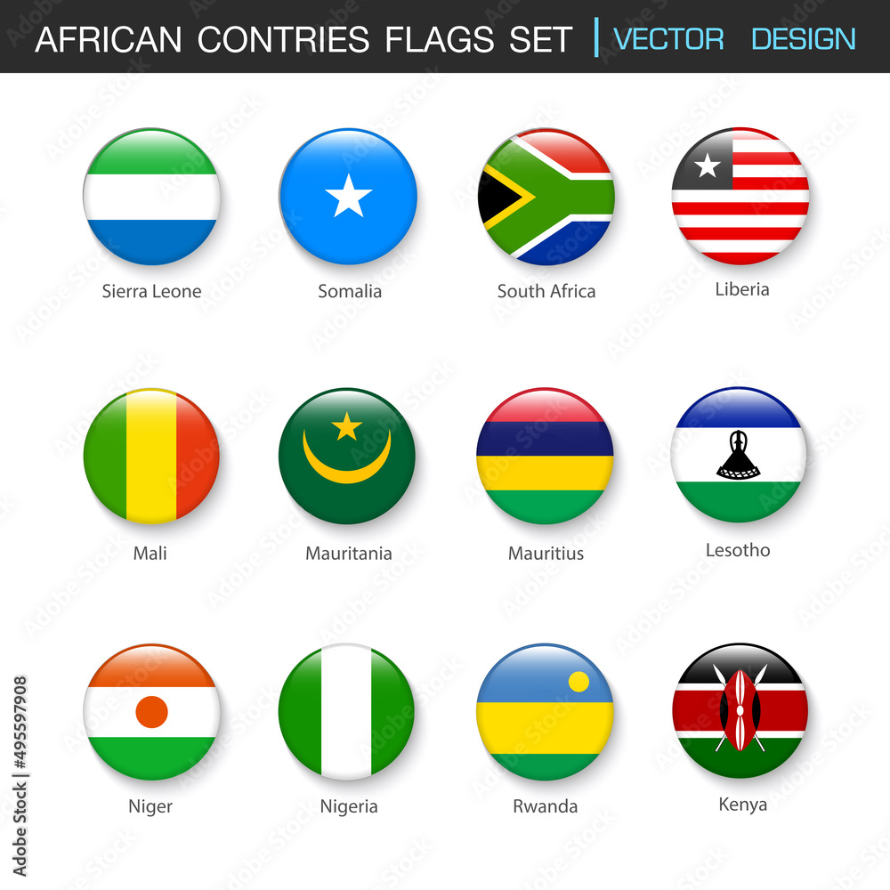 African Flag icon set in Circle , vector Design Elemant illustration African Flag icon set in Circle , vector Design Elemant illustration