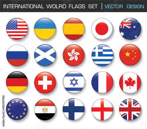 International Flag set in Circle , vector Design Elemant illustration