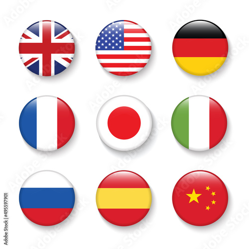 International Flag set in Circle , vector Design Elemant illustration