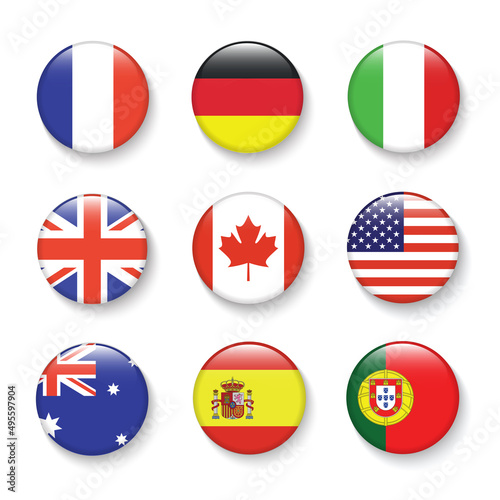 International Flag set in Circle , vector Design Elemant illustration