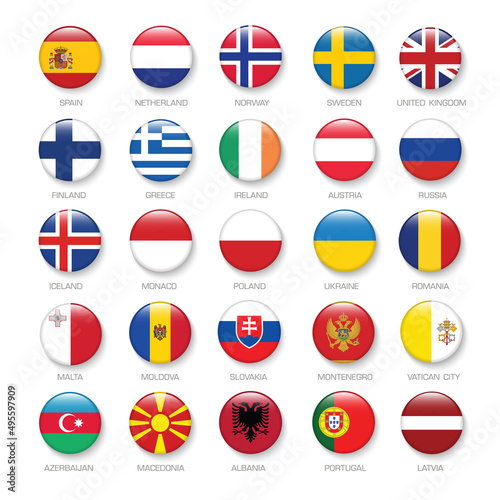 Southeast Asia flags set and members in botton stlye,vector design element illustration