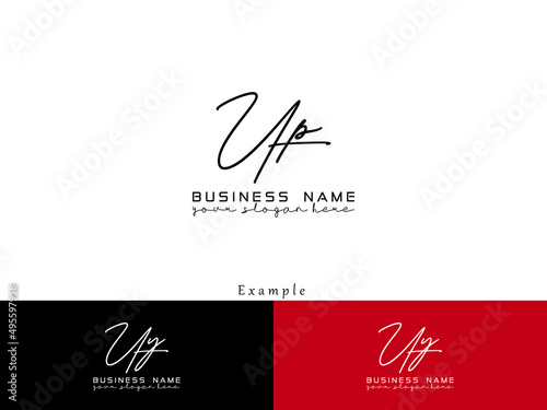 Creative UP Logo Icon, Signature Up pu Letter Logo Image Vector Stock