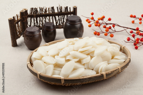 Garae rice cake, white rice cake, rice, holidays, Lunar New Year's Day, rice cake soup, New Year's food, ingredients, cooking, meal, dishes, food, reservations, food, photo