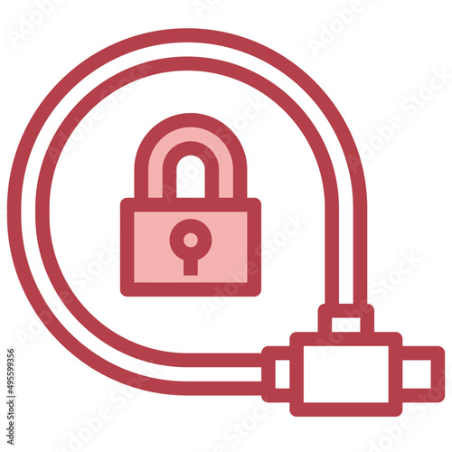 LOCK red line icon,linear,outline,graphic,illustration
