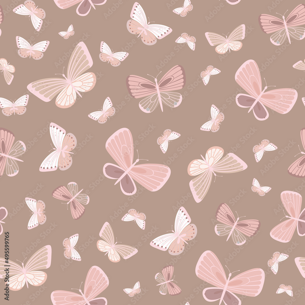 Brown butterfly seamless repeat pattern design