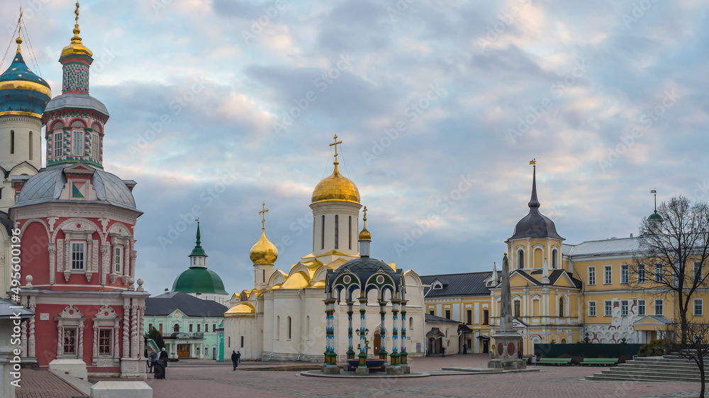 View of trinity Cathedral at Holy Trinity St. Sergius Lavra.