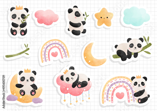 cute little panda sticker sheet and scrapbook