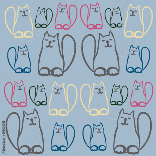 cat, linart cat,linear drawing of a cat,a balding cat,color linear drawing of a cat,a cat who loves to draw and sleep,fashionable colors 2022-2023,children's print,sleepy cat jokes,animal,cat eyes,nos