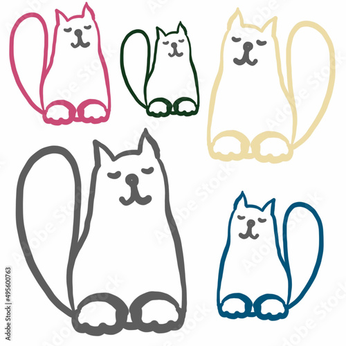 cat, linart cat,linear drawing of a cat,a balding cat,color linear drawing of a cat,a cat who loves to draw and sleep,fashionable colors 2022-2023,children's print,sleepy cat jokes,animal,cat eyes,nos