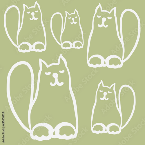 cat, linart cat,linear drawing of a cat,a balding cat,color linear drawing of a cat,a cat who loves to draw and sleep,fashionable colors 2022-2023,children's print,sleepy cat jokes,animal,cat eyes,nos