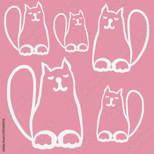 cat, linart cat,linear drawing of a cat,a balding cat,color linear drawing of a cat,a cat who loves to draw and sleep,fashionable colors 2022-2023,children's print,sleepy cat jokes,animal,cat eyes,nos