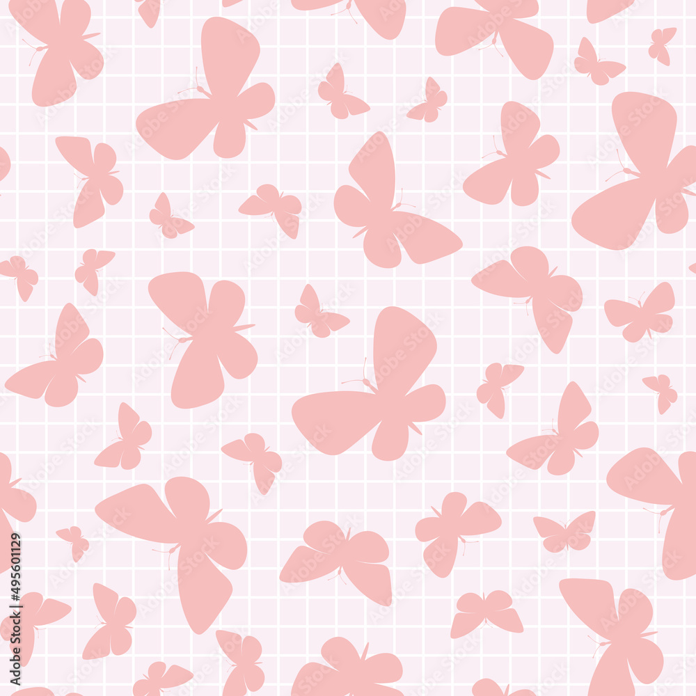 Pink butterfly pattern. Vector butterfly spring pattern. Pink butterfly pattern. Vector butterfly spring pattern.