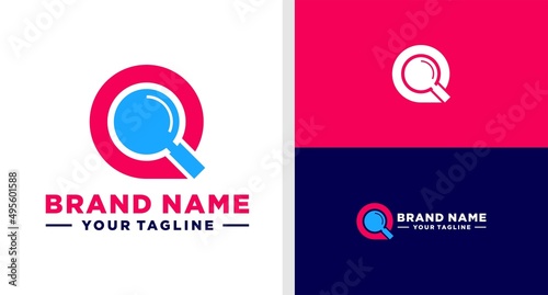 LETTER Q LOGO MAGNIFYING GLASS NEGATIVE SPACE EDITABLE