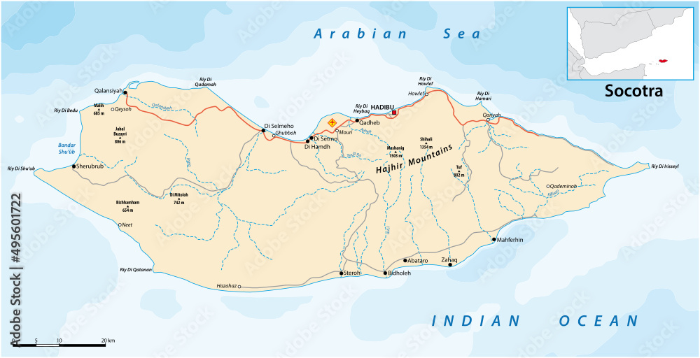 vector map of yemeni island of socotra