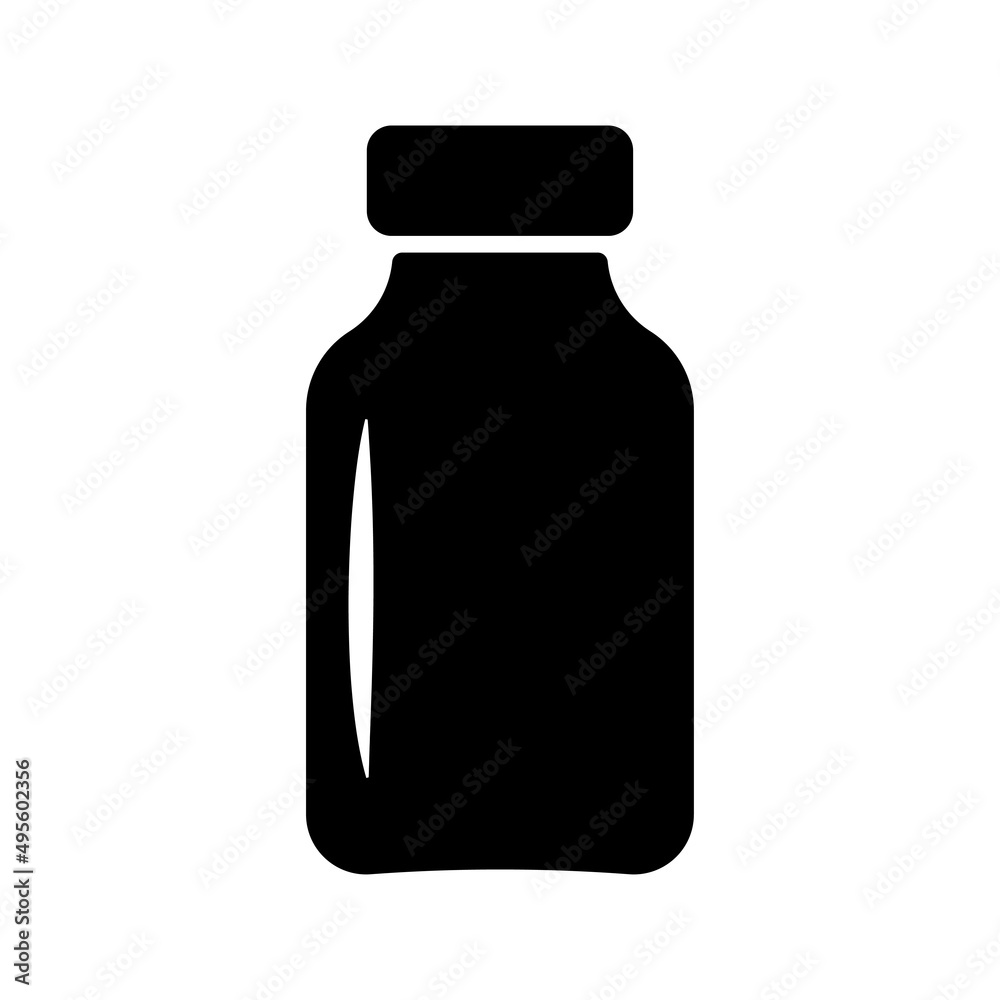 Insulin dose bottle icon, isolated, black on the white background.