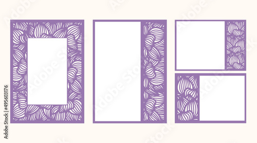 Laser cut wedding cards set, Lotus flower cutout pattern.