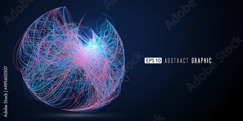 Abstract graphics composed of colored lines.
