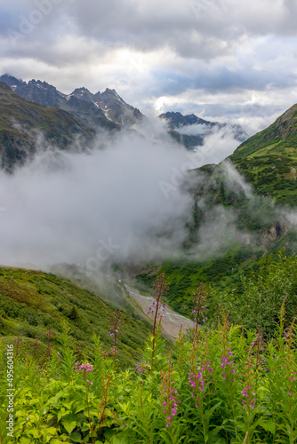 Typical alpine landscape of Swiss Alps near Sustenstrasse, Innertkirchen - Gadmen, Switzerland
