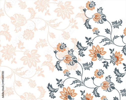 Colorful paisley floral pattern , textile swatch , India	