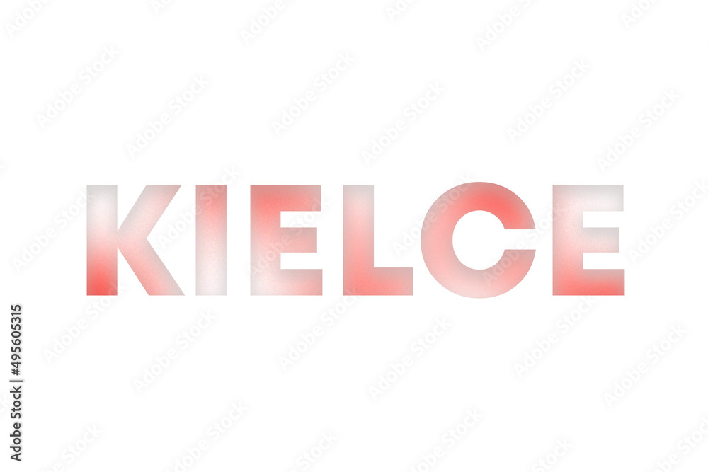 Kielce lettering decorated with white and red blurred gradient. Illustration on white, cut out clipart elements for design decoration, sticker, t-shirt print, banner, apps, web Kielce lettering decorated with white and red blurred gradient. Illustration on white, cut out clipart elements for design decoration, sticker, t-shirt print, banner, apps, web