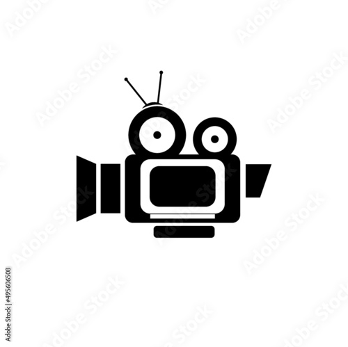 Retro cinema camera icon isolated on white background