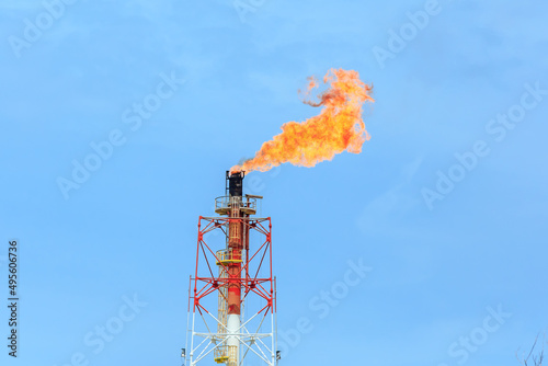 Gas or flare burn on offshore platform photo