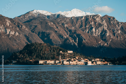 sunset in the mountains on lake como