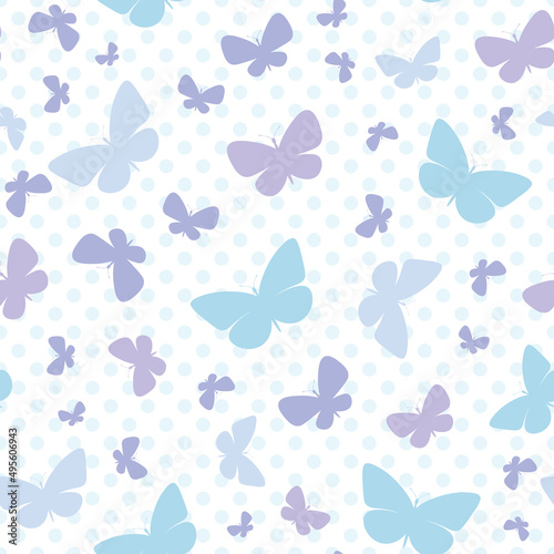 Blue butterfly silhouette vector pattern background. © Kati Moth