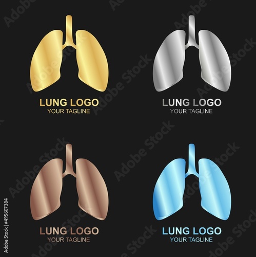 Vector set of luxury golden lung logo on black background, and also in color, silver, bronze and diamond