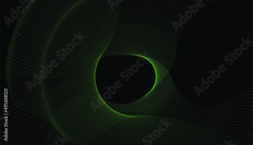 Black and Green Psychedelic Linear Wavy Backgrounds Vector