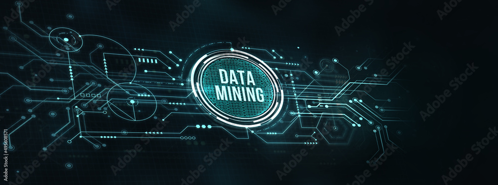 Internet, business, Technology and network concept. Data mining concept. 3d illustration.