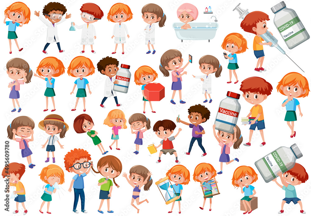 Collection of many kids doing different activities Collection of many kids doing different activities
