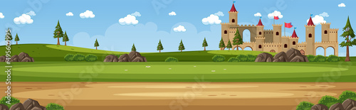 Landscape scene with medieval castle