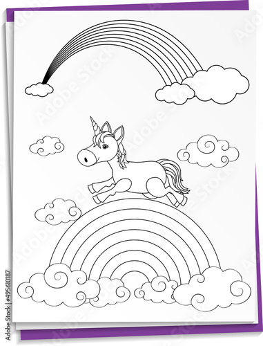 Hand drawn unicorn on paper