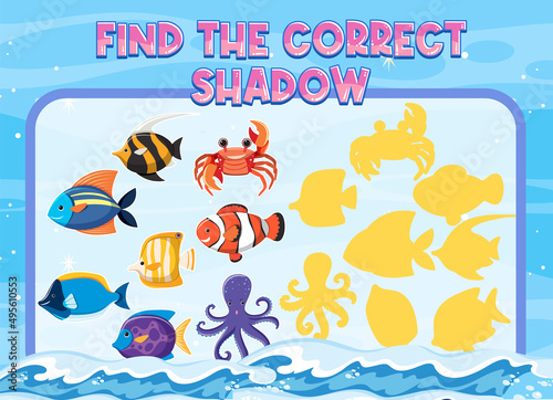 Find the correct shadow  shadow match worksheet for kindergarten student