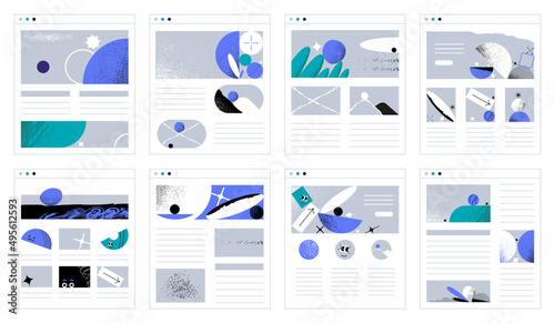 Set of four website mockup wireframe ui templates for sitemap 