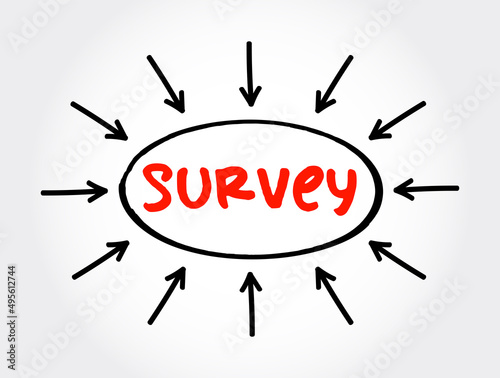 Survey text concept with arrows for presentations and reports
