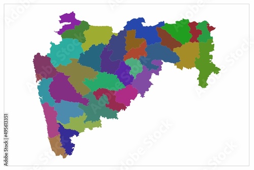 Beautiful Color Map illustration of Maharastra India state Map