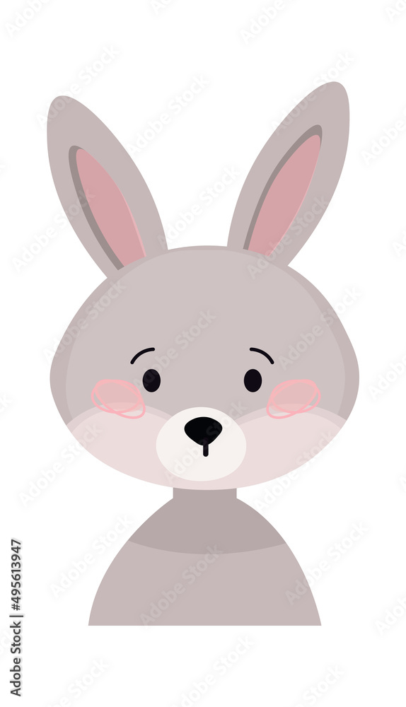 Obraz premium Childish Rabbit Cartoon Cute Animal. Vector illustration