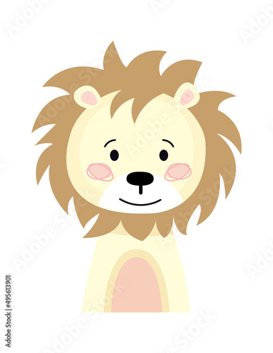 Childish Lion Cartoon Cute Animal. Vector illustration