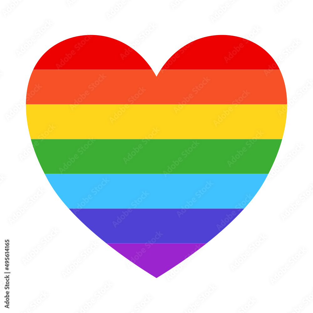 Rainbow heart shape icon on white background. Rainbow heart shape icon on white background.
