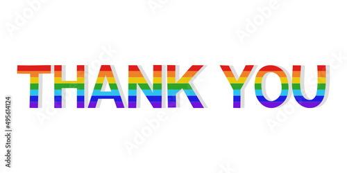 The word Thank you. rainbow typography banner on white background.