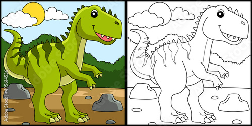 Fototapeta Naklejka Na Ścianę i Meble -  Giganotosaurus Dinosaur Coloring Page Illustration