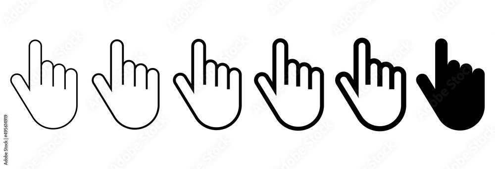 Hand cursor mouse icon.Hand clicking icon.Pointing hand. Hand cursor mouse icon.Hand clicking icon.Pointing hand.