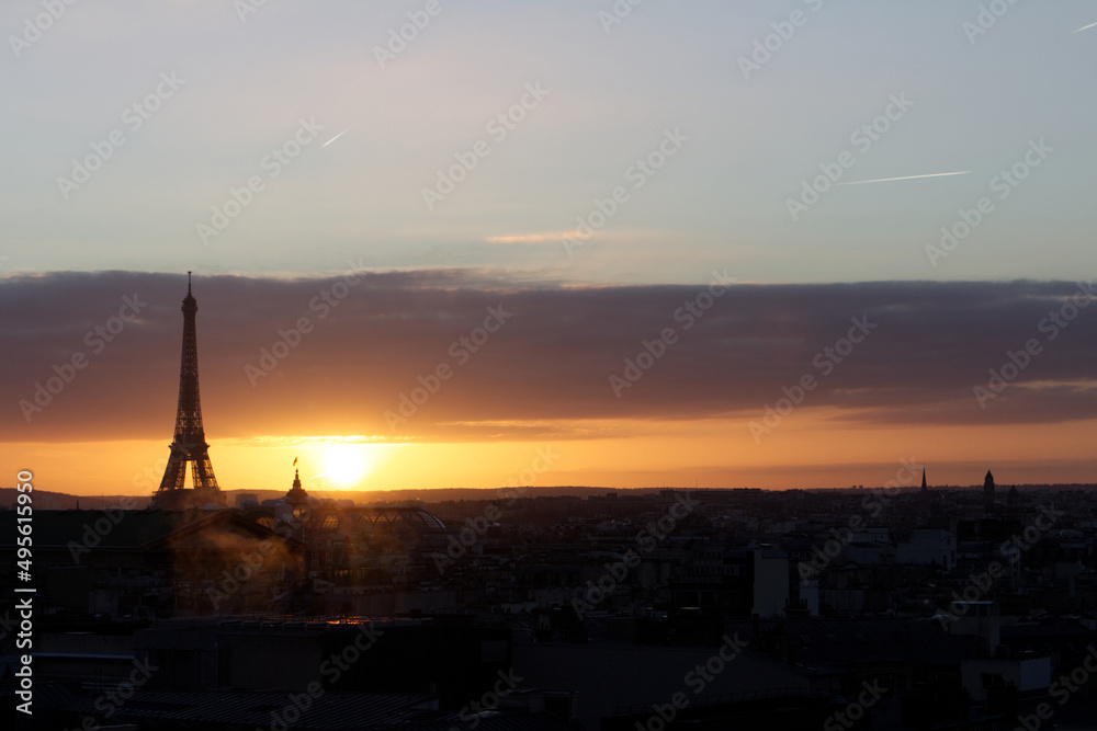 Obraz premium Panoramic Sunset From Galeries Lafayette