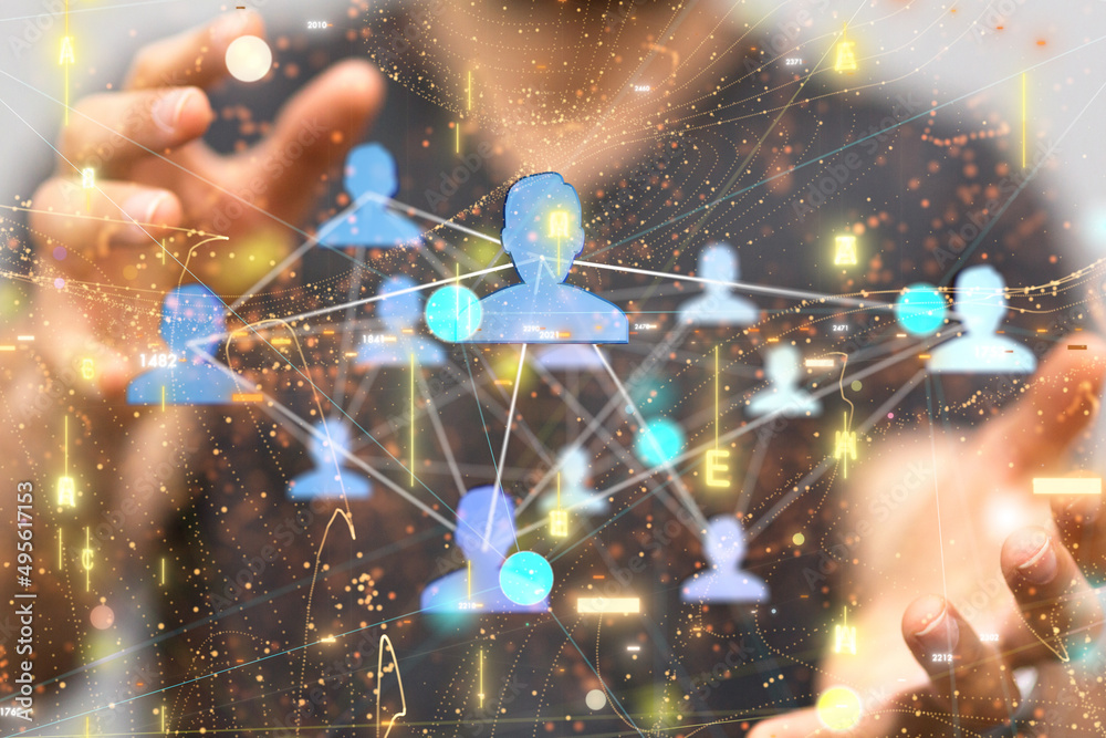 Fototapeta premium Global network. Blockchain. 3D illustration. Neural networks and artificial intelligence. Abstract