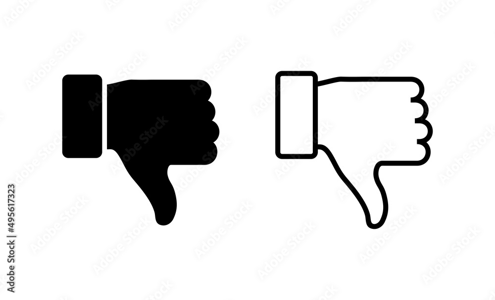 Dislike icon vector. dislike sign and symbol. Hand with thumb down Dislike icon vector. dislike sign and symbol. Hand with thumb down